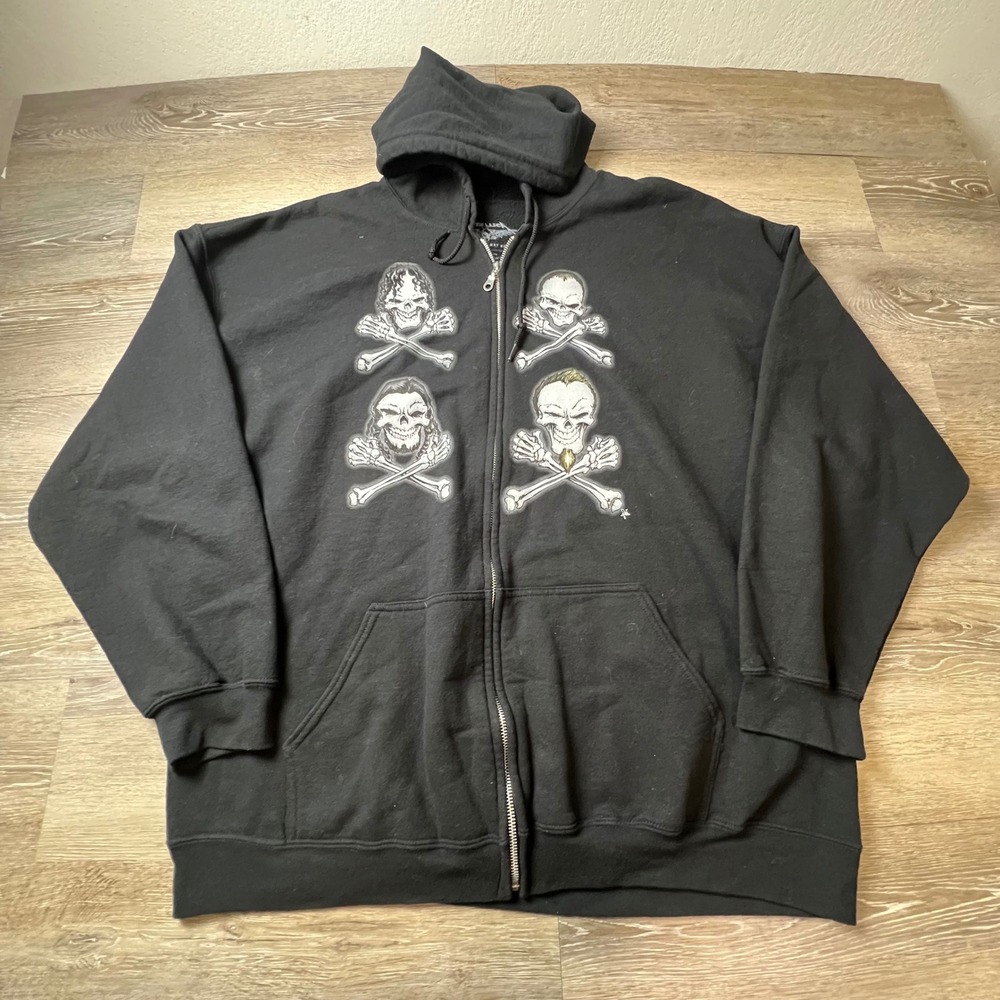 Metallica Zip Up Hoodie Men 2XL Black Skulls Birth School Metallica Death Rock